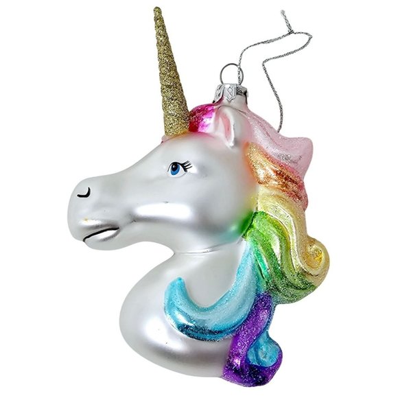 Rainbow Unicorn Glass Ornament -  Gift - Picture 2 of 3